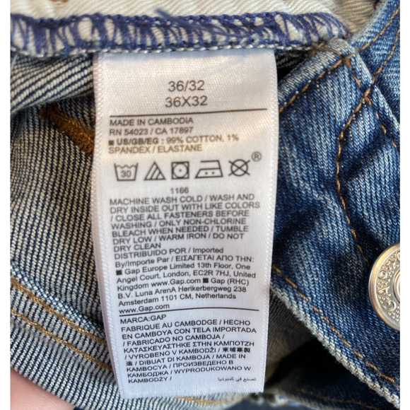 Gap Jeans Mens 36x32 NEW Slim Straight Blue Faded Stretch Denim Casual Pants - Picture 7 of 11